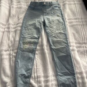 wonder nation Light Blue jeggings with Embroidered Butterfly kids size 18 (xxl)